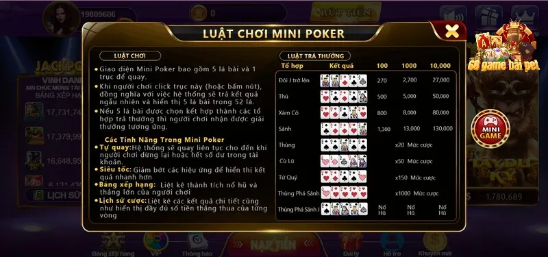 Luật chơi mini poker 68 game bài cơ bản cho người mới